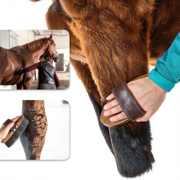 Equine Brush MAXIMILIAN Horse Grooming Brush with Leather Strap-3