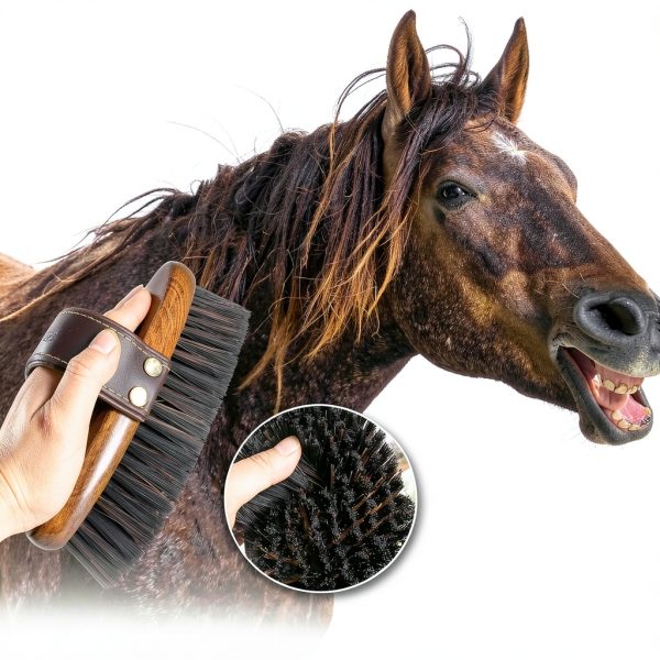 Equine Brush MAXIMILIAN Horse Grooming Brush with Leather Strap-6